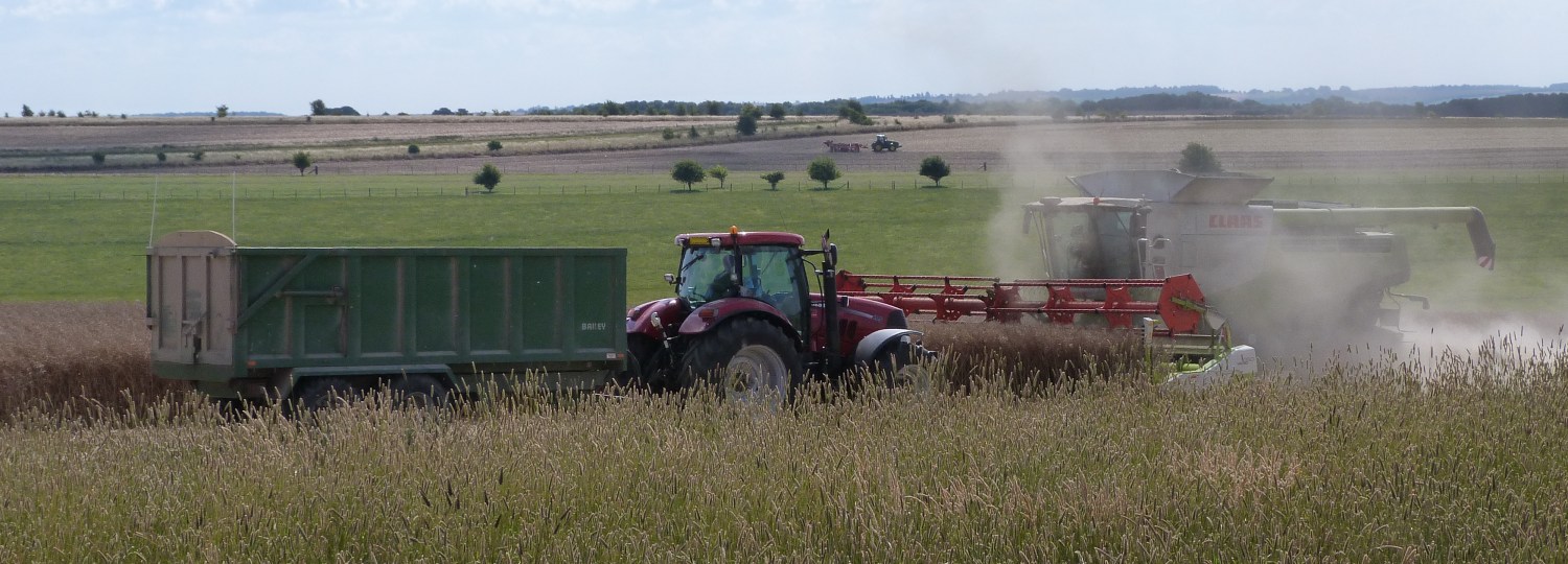 Image of combines and tractors in mixed agricultural landscape © NERC – Centre for Ecology & Hydrology. All rights reserved.